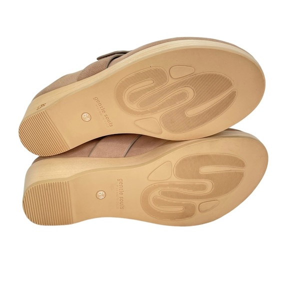 Gentle Souls Henley Tan Leather Wooden Platform Womens Clog Size 6.5M - Picture 12 of 16